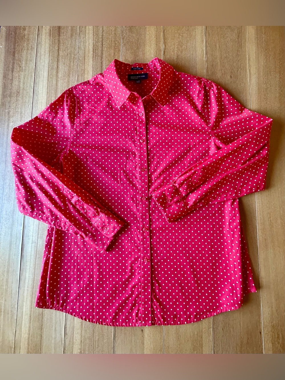 Jones New York Red Polka Dot Button-Down Shirt
